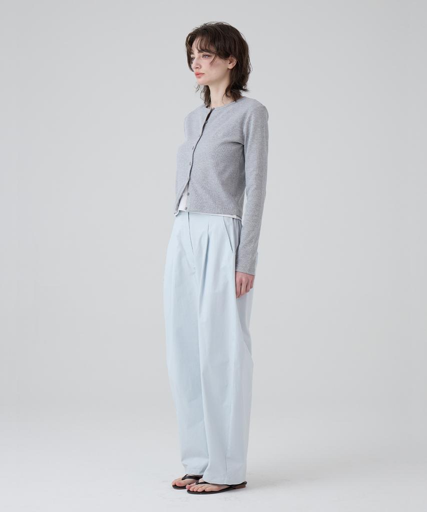DANGLEDROP Dgdp Balloon Fit Curved Cotton Elastic Waist Pants_Sky Blue