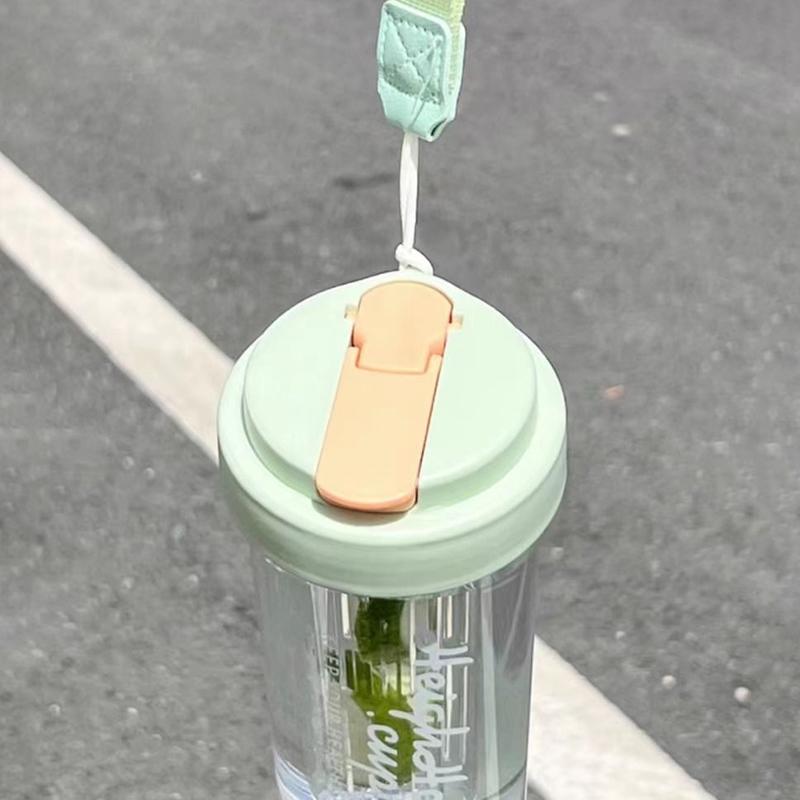 600Ml Water Cup Handy Cup Sports Water Bottle Food Grade Material Tea Partition Water Cup Female Straw Cup Summer Portable