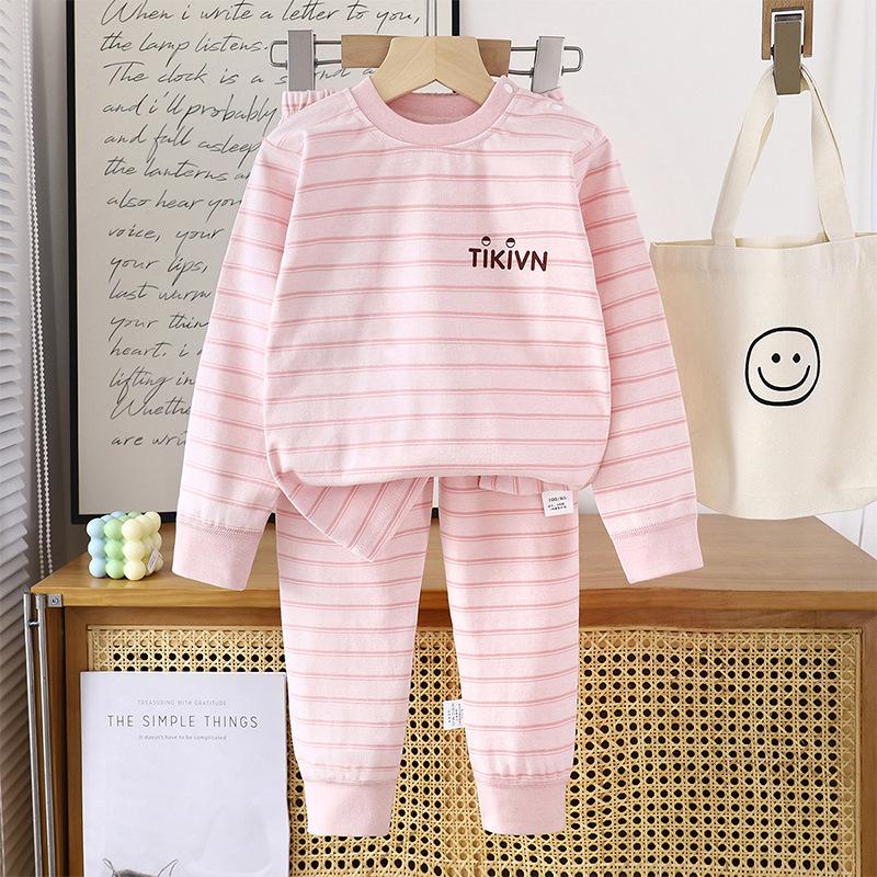 Autumn/Winter Kids' Cotton Long Underwear Set - Cute and Cozy Homewear