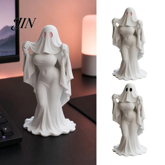 Halloween Decor Figurine Ghost Lady Ornament, Durable PLA 3D Printing Figure, Gothic Decoration Full of Mystery Collectible, for Desktop Bookshelf
