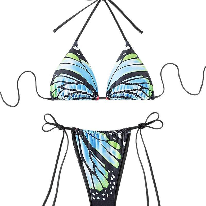 2025 Brazilian Print Tie-Up Thong Bikini Set