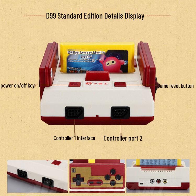 D99 Little Tyrant Red and White Nostalgic Dual Handle FC TV Game Console