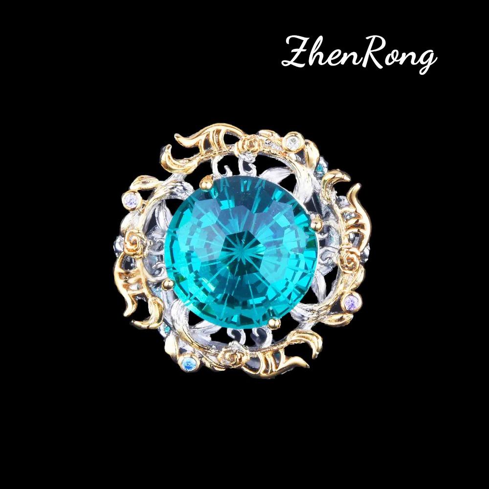 Women Jewelry Set with Paraiba Pendant Open Ring Zircon Earrings Bracelet Sparkling Firework Cut Purple Gemstone