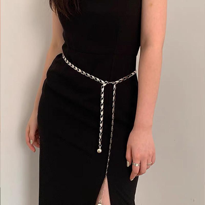 Metal Chain Waist Belt For Women With Water Drill Embellishments Fashionable Accessory For Dresses And Suits