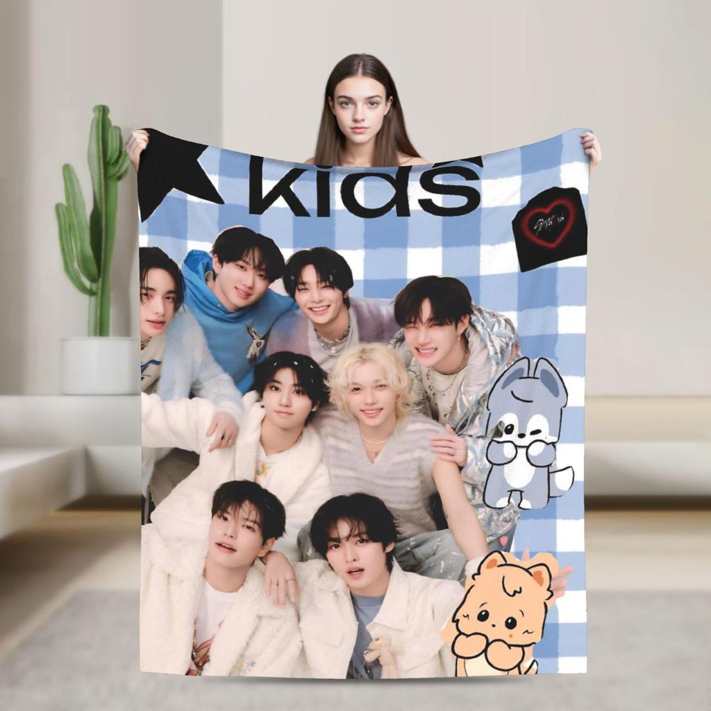 Blankets Travel Office Flannel Throw Blanket Kpop Stray-kids S-skzoo FELIX For Living Room Warm Design Quality Bedspread