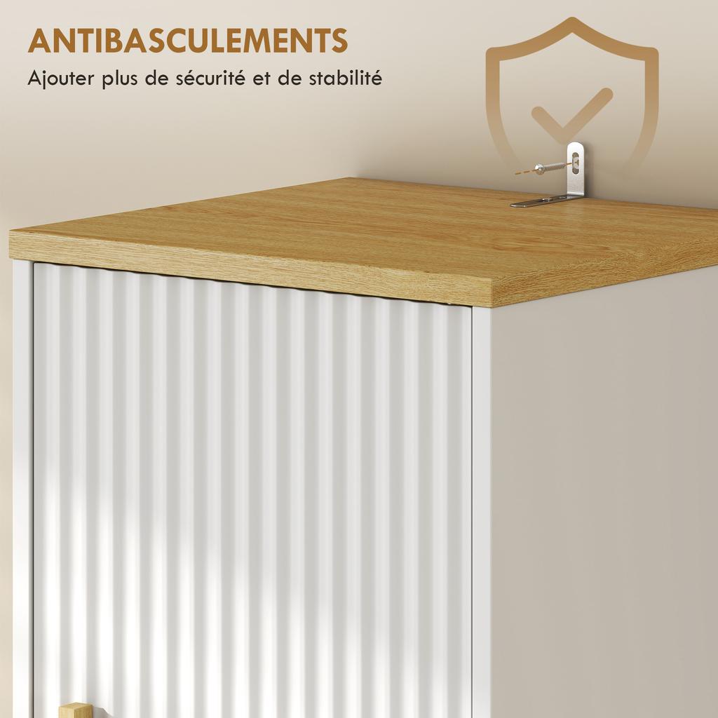 Bathroom Column Cabinet, 2 Doors, Drawer, Open Compartment, White