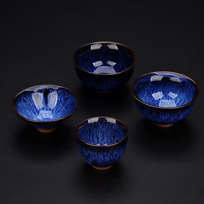 Kiln Change Tianmu Glazed Teacup Set Ceramic Household Single Master Cup Creative Tea Tasting Cup Small Tea Bowl Personal Cup