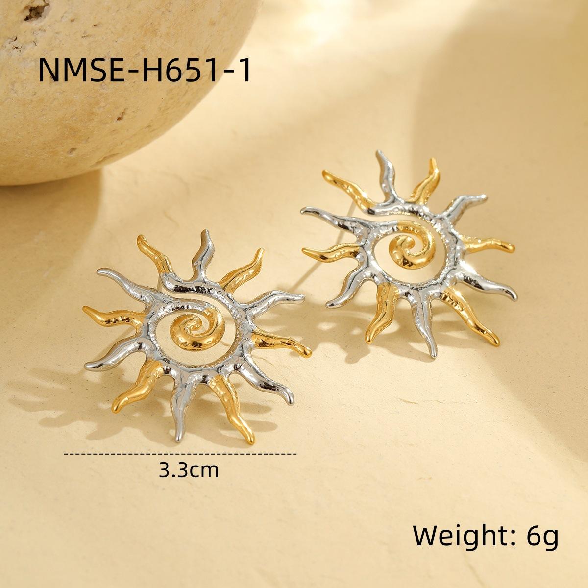 GEMCHIC Women s 18K Gold Plated Stainless Steel Twisted Sunflower Earrings Vintage Two-Tone Spiral Sun Studs Fashion Jewelry
