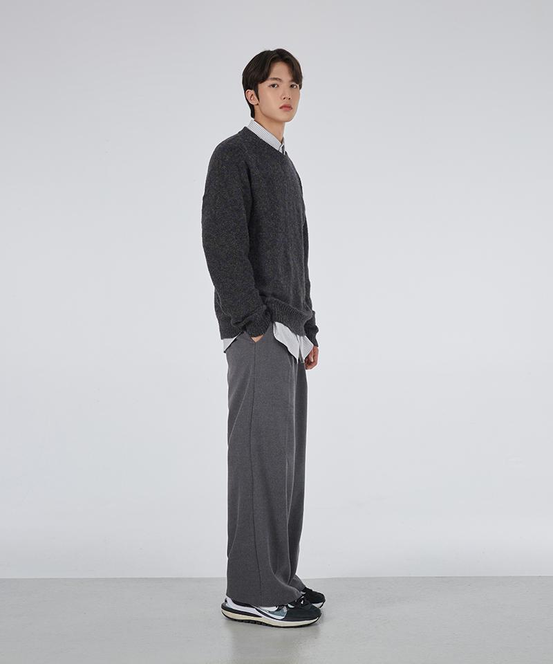 GLW Mild Heathered Crew Neck Sweater Oversized Knit Black