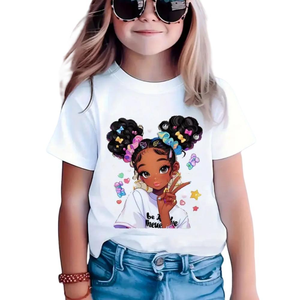 Colorful children's T-shirt summer short sleeved girls' T-shirt top fashionable little girls' clothes casual O-neck boys' and children's T-shirt