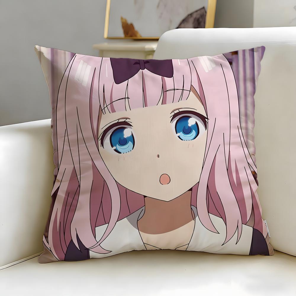 anime Kaguya-sama Love Is War Cushion Cover Soft & Easy-Wash Pillow Case – Versatile for Couch, Bed, Travel and Office