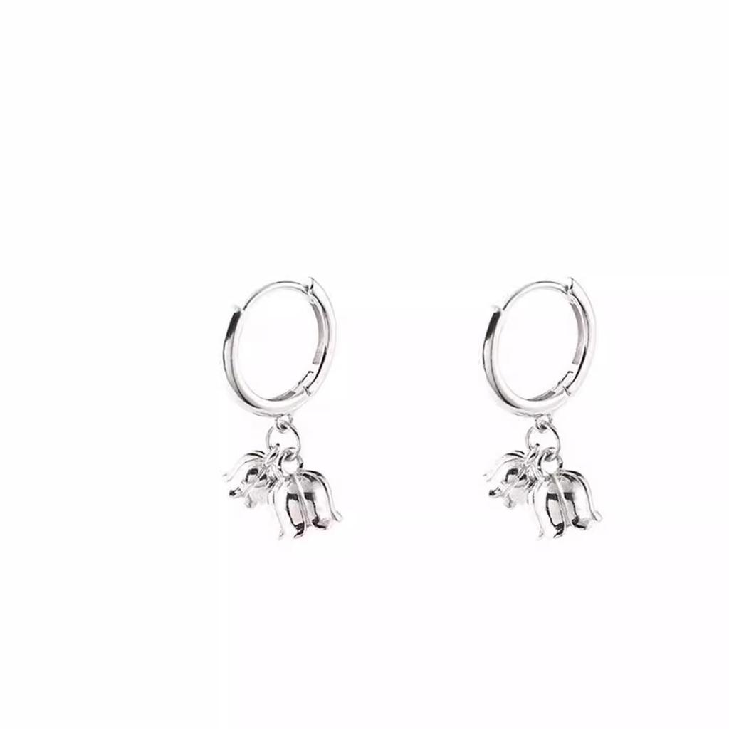 S925 Silver Lily Flower Dangle Earrings - Luxury Niche Design, High-Class Forest Style for Women