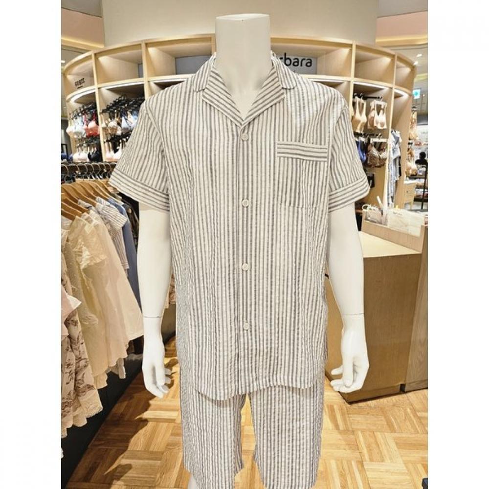 Barbara Men S Short Sleeve Gray Stripe Pajama amp4603S