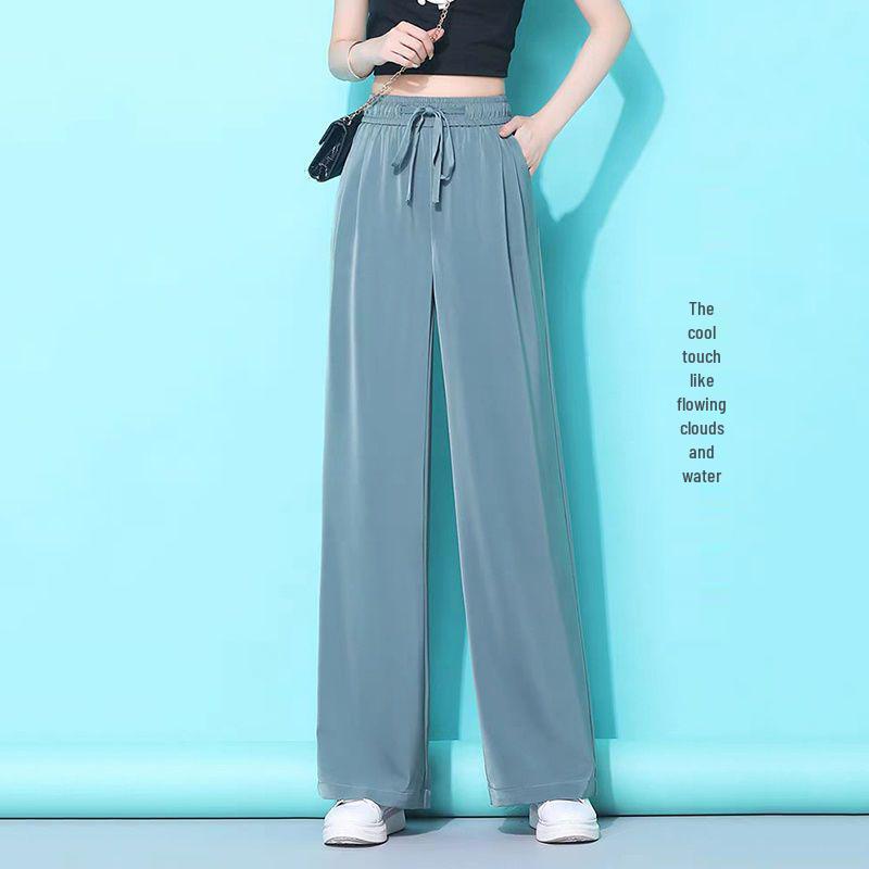 

Женские летние брюки с высокой талией и широкими штанинами из ледяного шелка – Коллекция 2024 3XL (65-70 kg)