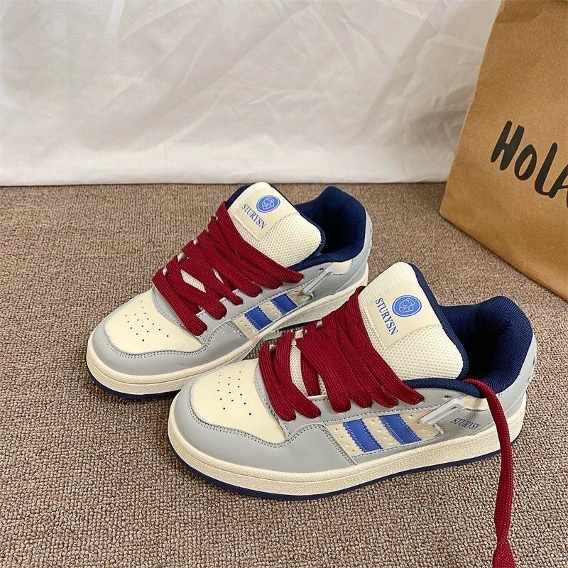 Korean version of girls lace-up white shoes 2025 autumn new trendy cool casual shoes boys fashion running board shoes