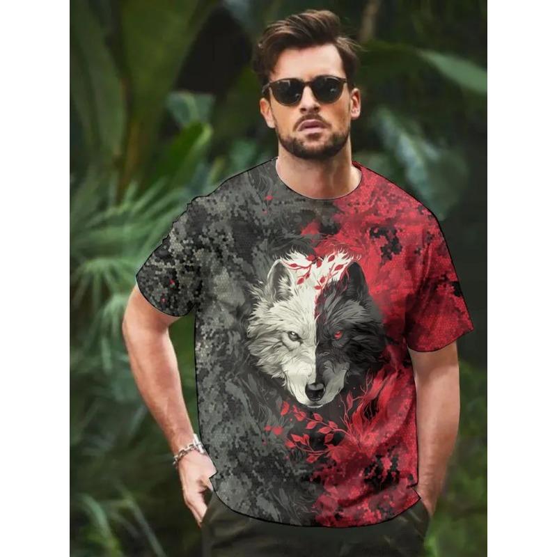 Herren 3D-bedrucktes Kurzarm-O-Ausschnitt-T-Shirt Sommer-Tees