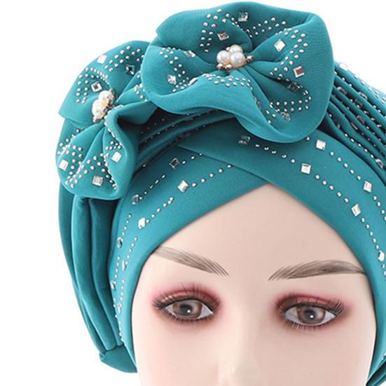 Shiny Lady African Headtie Skin-friendly Rhinestone Knot African Headwrap for Daily Life