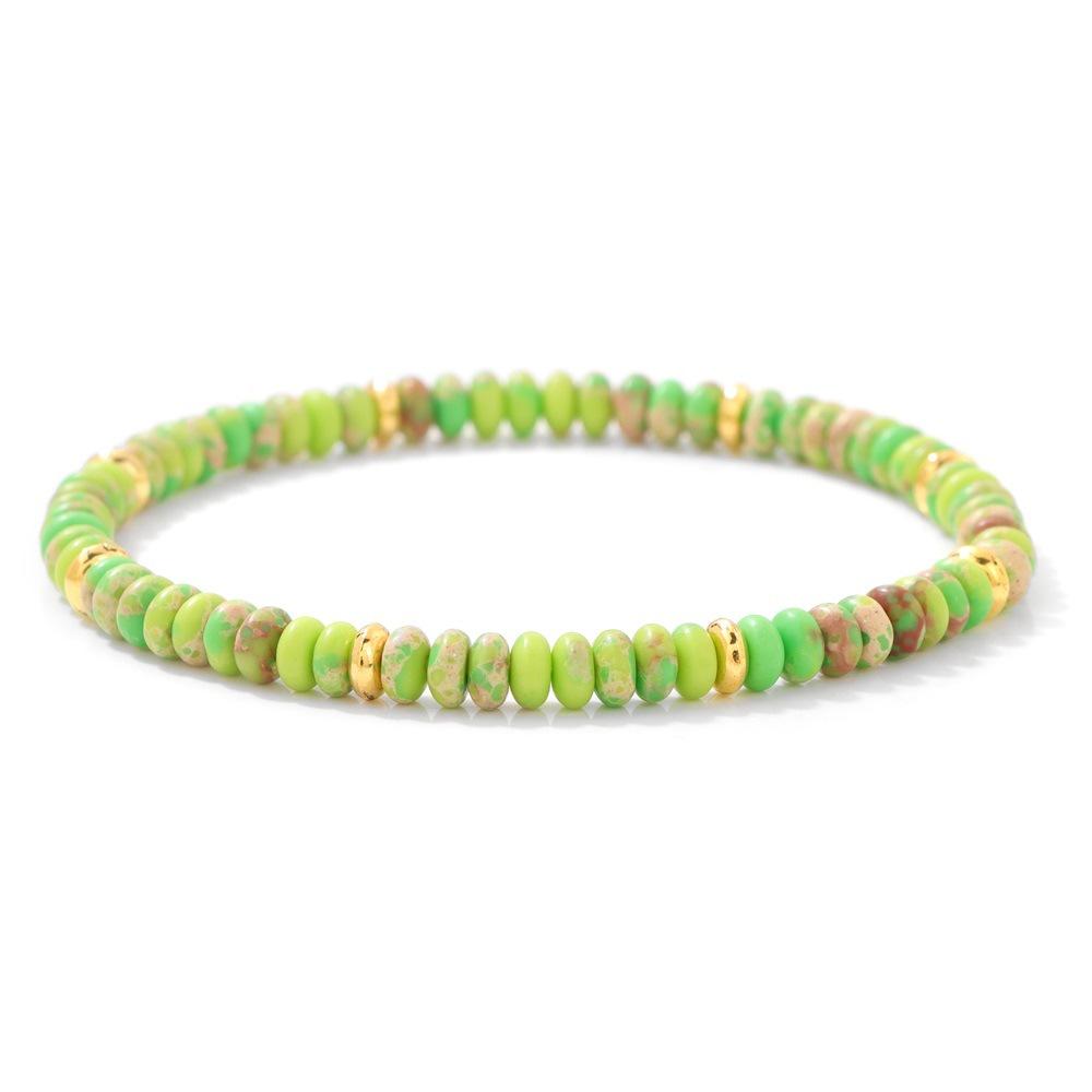 JYL TS Bracelet Men s  Cross Beads Enhances Faith & Protection Green Emperor-Elasticity