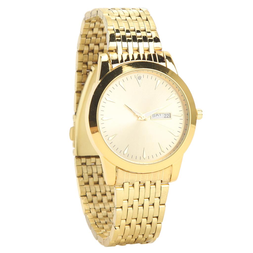 Quartz Men Watch Commercial Dual Date Stylish Classic Quartz Stainless Steel Dress Watch
