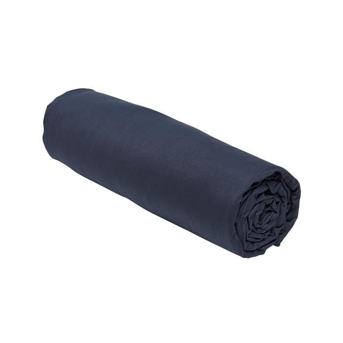 Drap housse pour lit ESSENTIAL - TODAY - Bleu marine 160x200 cm