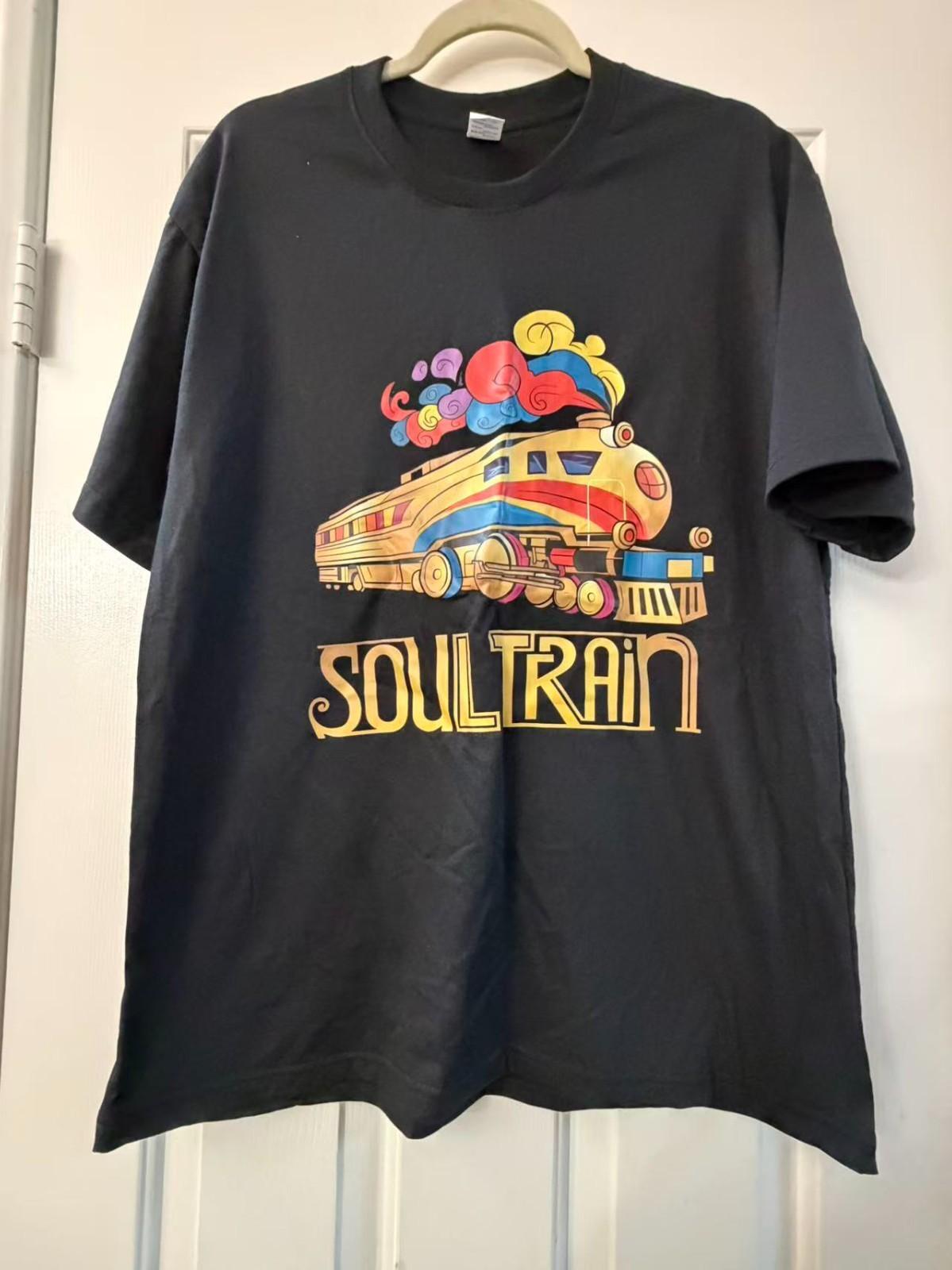 Soul Train Graphic T-Shirt Funk Disco Train Retro Music Black Tee L