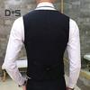 Men Suit Vest Waistcoat V Neck Sleeveless Solid Color Slim Fit Single Breasted Cardigan Formal Business Coat Groom Wedding Coat