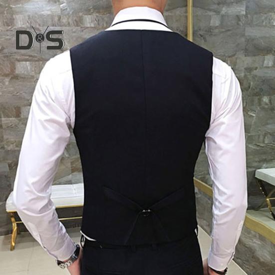 Men Suit Vest Waistcoat V Neck Sleeveless Solid Color Slim Fit Single Breasted Cardigan Formal Business Coat Groom Wedding Coat