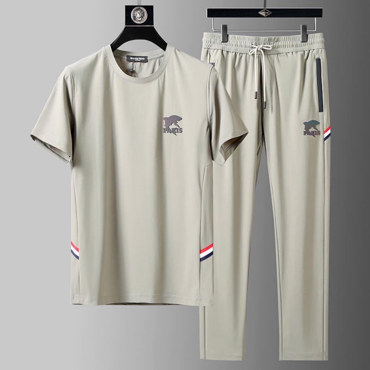 

Футболка из шелковистого эластичного ледяного шелка с короткими рукавами, мужской летний тонкий быстросохнущий спортивный костюм из двух частей XL хаки