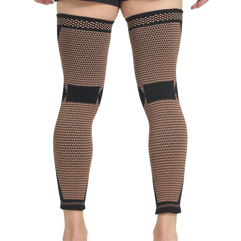 Copper Ion Knee Pads Running Football Pressurized Leg Pads Double Wave-breaking Anti-skid Calf Protection Nylon Extended Protective Gear