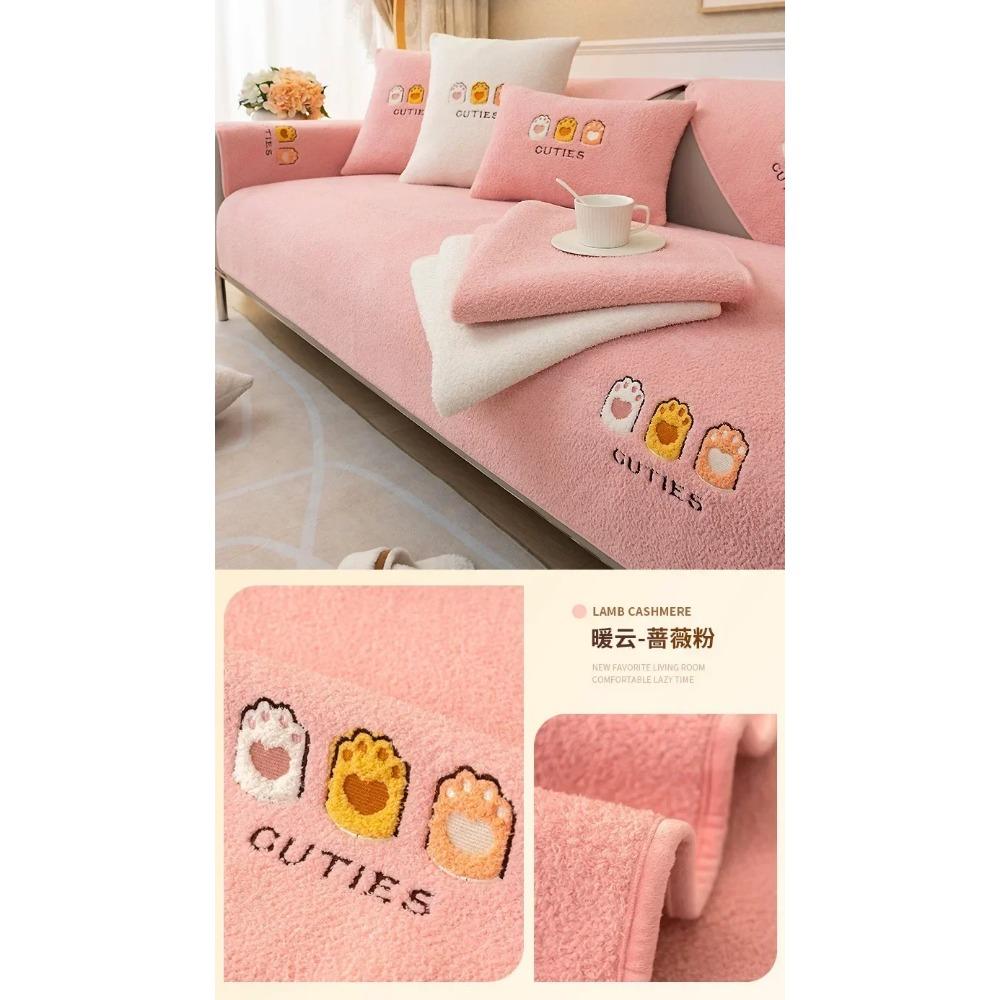 

Мультяшный узор овечка плюшевая подушка для дивана новый зимний чехол для дивана ткань плюшевый нескользящий подлокотник нескользящая подушка для сиденья 70x70cm