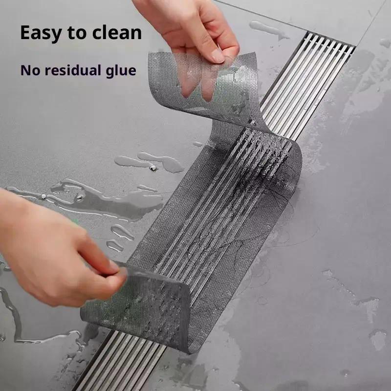 Self-Adhesive Floor Drain Stickers Cutable Shower Drain Hair Catcher Disposable Mesh Sink Strainer Filter Screen Sticker