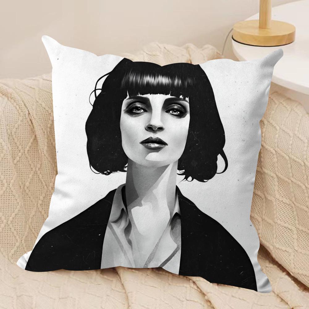 Black White Wonder Girl Cushion Cover Silky Short Plush DoubleSided Printed Pillow Case for Sofa All Seasons Home Decor Gift