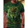 Men's T-shirt Men's Fashion Leopard Print Animal Print Casual Short Sleeved Round Neck T-shirt Loose Top