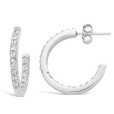 [B9548] - Silver Hoop Earrings 'Cristal Plénitude' Silver White (rhodium-plated) - 20 Mm
