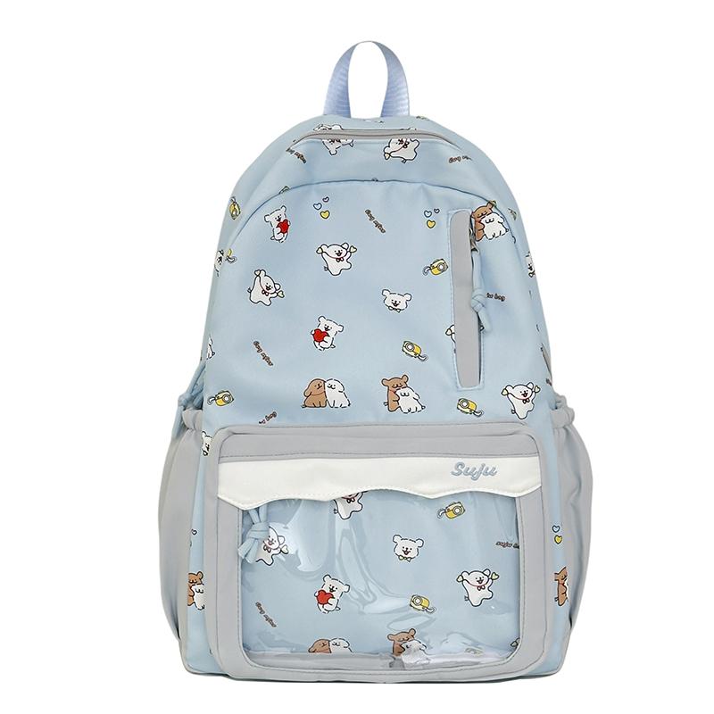 Cartoon Puppy Printed Backpack Junior High School Student Schoolbag Large Capacity Backpack