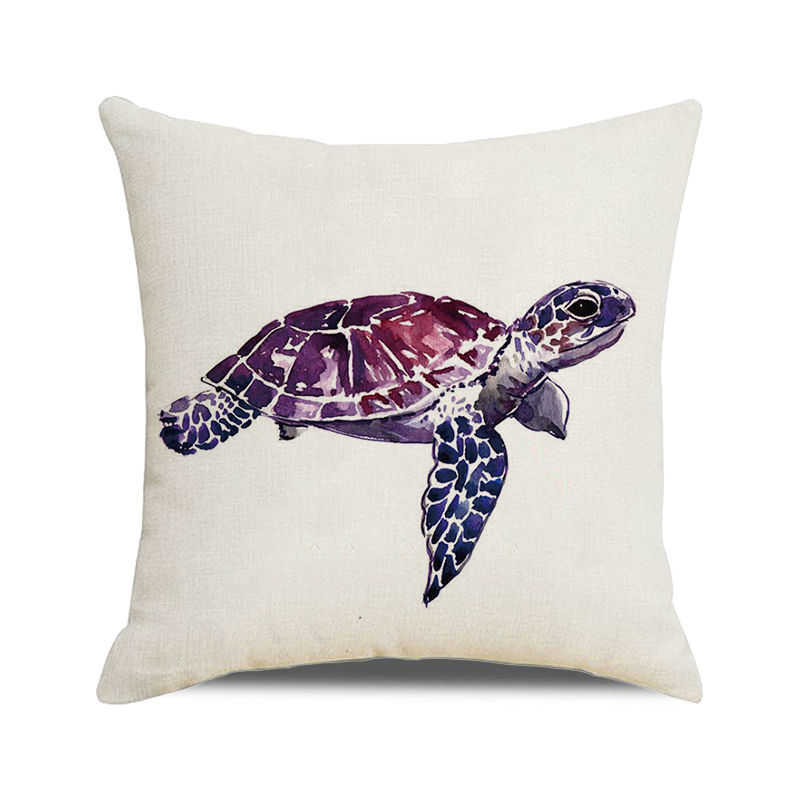 Home Decor Colorful Sea Turtle Watercolor Pillow Covers Pattern Cushion Cover Suitable for Sofa Bedroom Car Pillow Cover