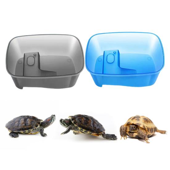 Stable Reptile Feeding Box with Basking Platform High Transparency Turtle Breeding Box with Rest Diving Crawling Incubation Area Aquarium Supplies