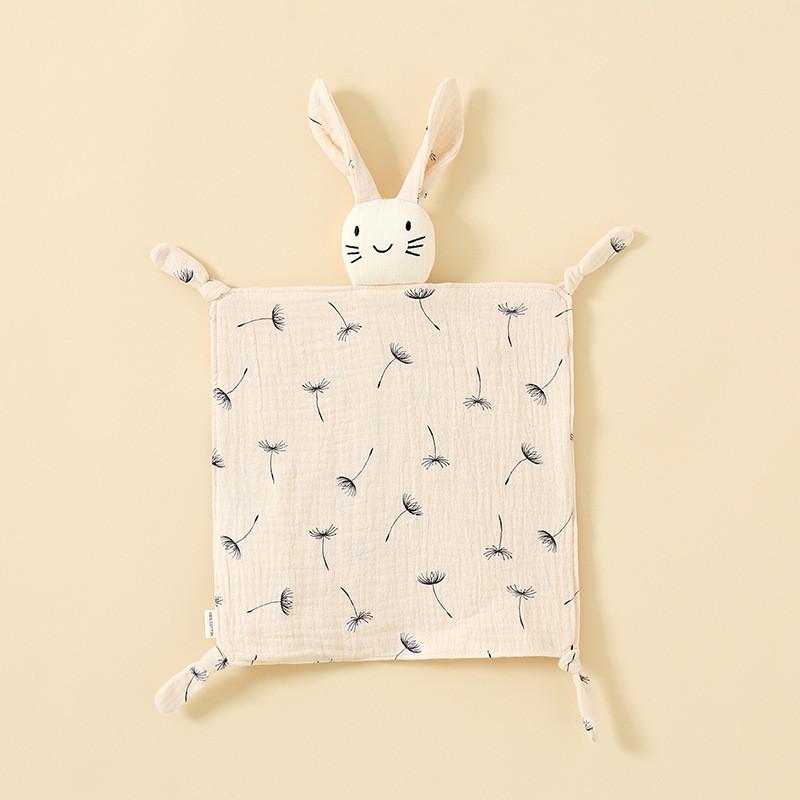 Baby Animal Cotton Swaddle With Plush Rabbit Toy For Sleep And Comfort