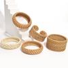 ALLYES Boho Wood Bamboo Rattan Weave Bracelet for Women Beach Jewelry Vintage Handmade Wide Wrap Wrist Bracelets & Bangles Gifts