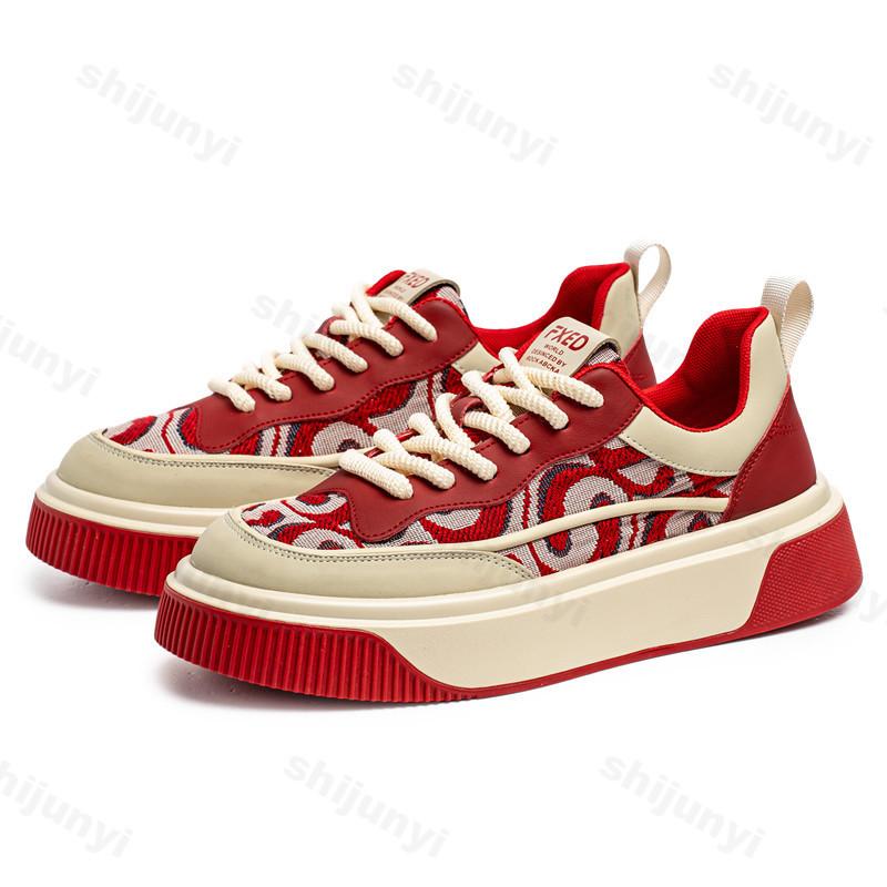 

Мода 2025 Осень Новые Мужские Низкие Кеды Нишевого Дизайна Повседневные На Толстой Подошве Модный Тренд Удобные Универсальные Нескользящие Массивные кроссовки 39 красный