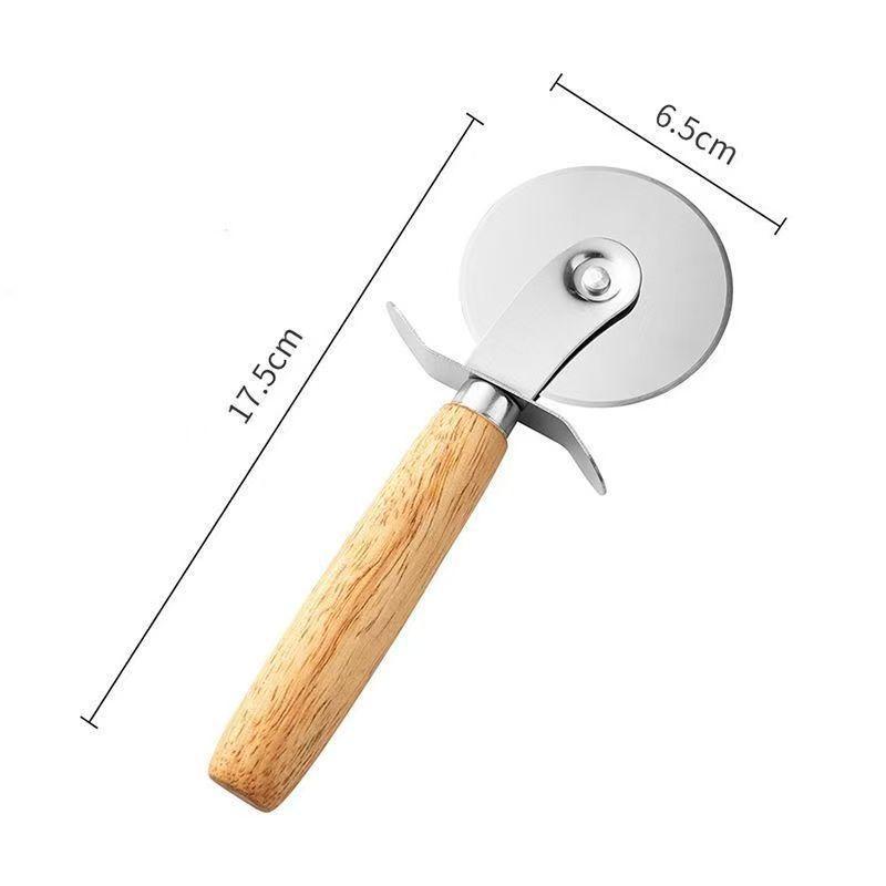 Pizza Cutter Wheel Food Grade Stainless Steel Sharp Slicer with Smooth Wooden Handle for Pizza Shop Home Baking Unique Gift