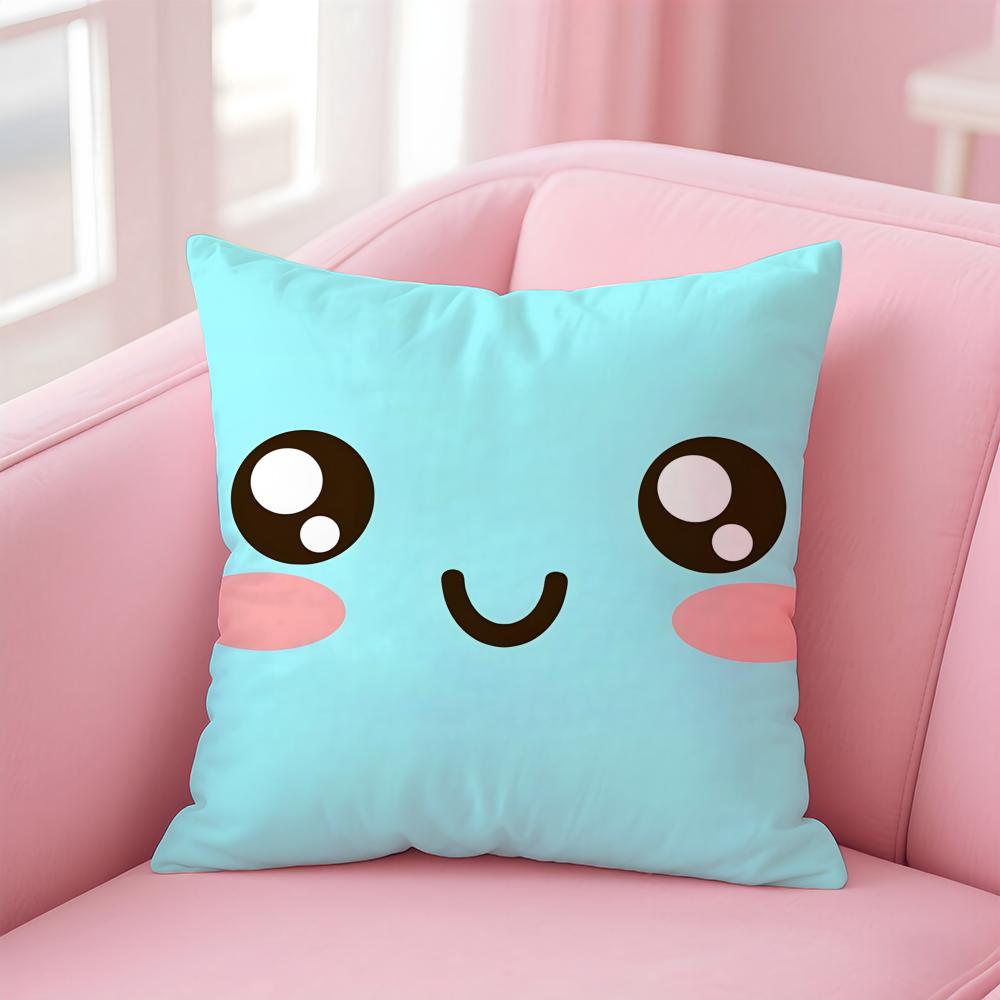 EEmoji Pattern Cushion Cover Linen Pillowcase Cover Soft Decor for Sofa Home Room