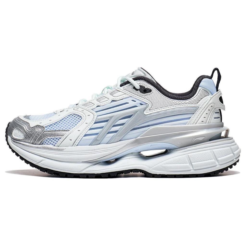 Li Ning Yixing 5 Fabric Synthetic Leather Non-Slip Wear-Resistant Low-Top Casual Shoes Women Sneaker White Gray Blue AGLT026-4