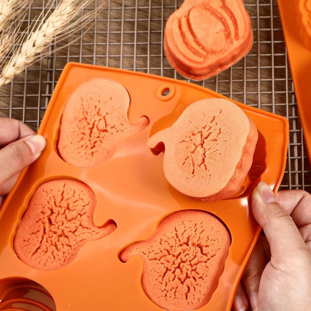 Food Grade Silicone Pumpkin Mold for Halloween Party Home Bakers Non Stick Cake Baking Tool Set BPA Free Oven Safe Durable