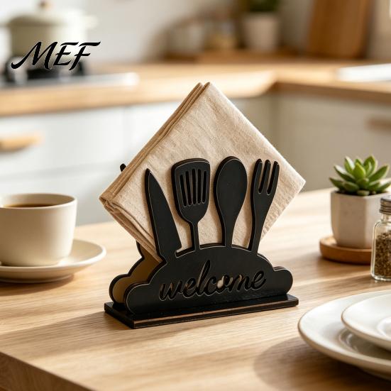 Rustic Wooden Napkin Organizer Holder, Free Standing Paper Dispenser, Modern Exquisite Holder for Home Stand Dining Table Coffee Bar Farmhouse