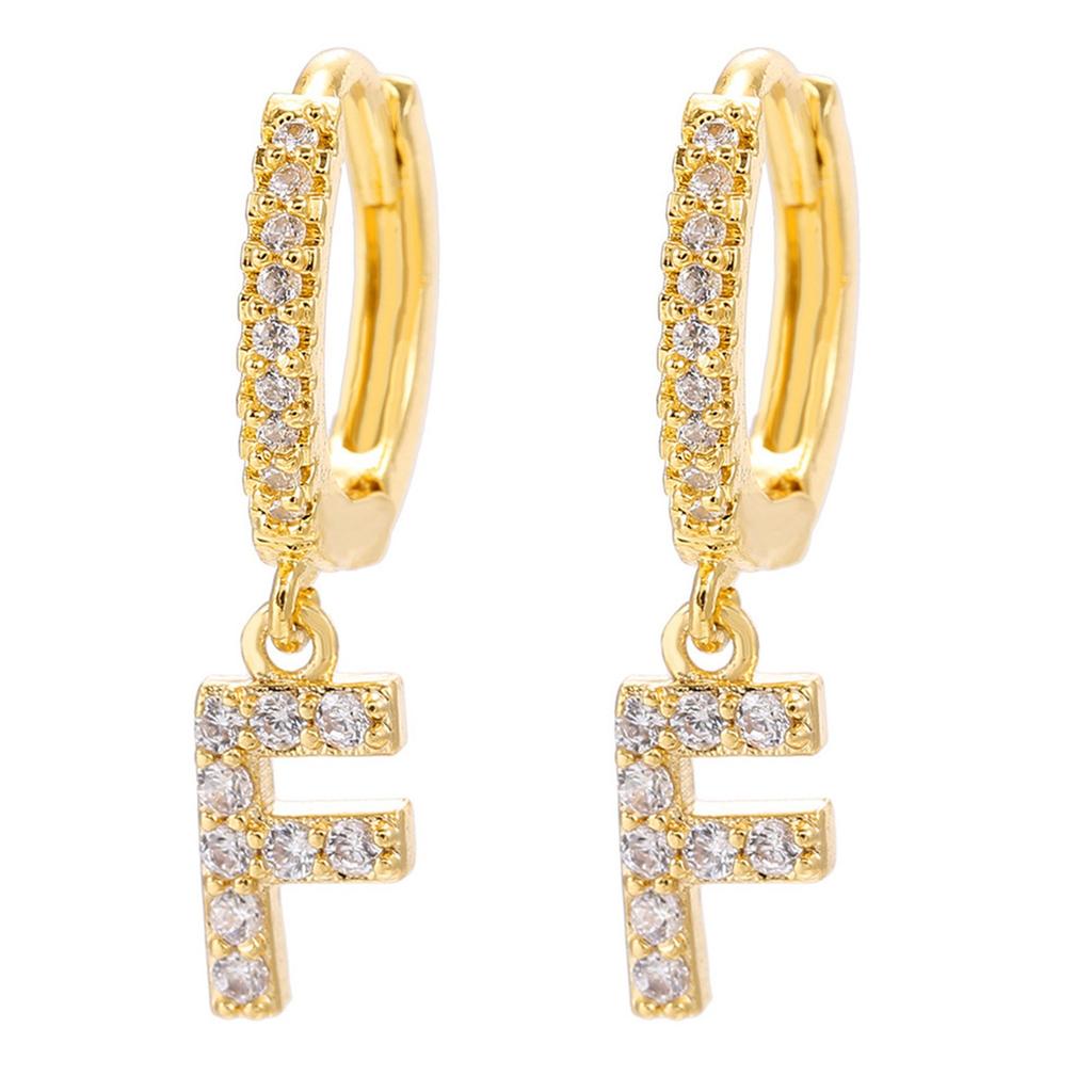 A Pair Of Zircon Earrings With Letters