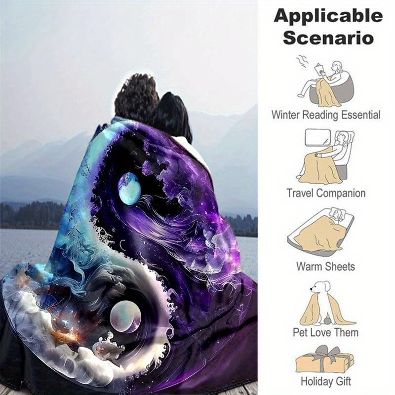 1pc Yin Yang Harmony Blanket Cute Home Decor Gift, Soft, Living Room, Travel, Camping, Car Blankets