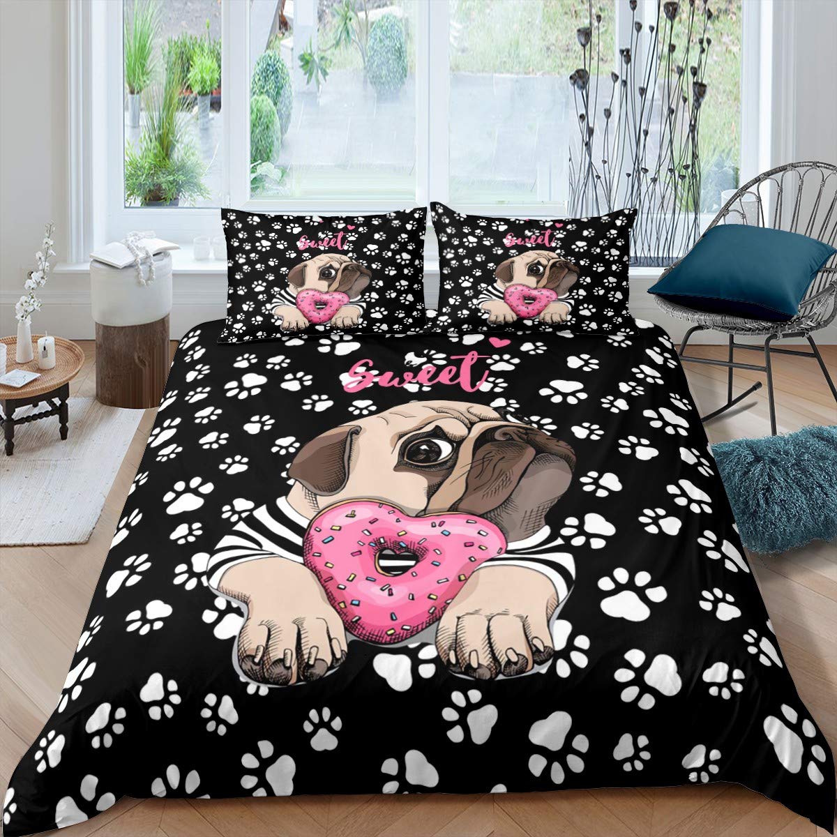 

Footprints Duvet Cover Sets For Kids Teens Queen King Lightweight Quilt Covers Dog Paw Cat Paw Bear Paw Bedding Sets Room Decor EU Single(135x200cm)