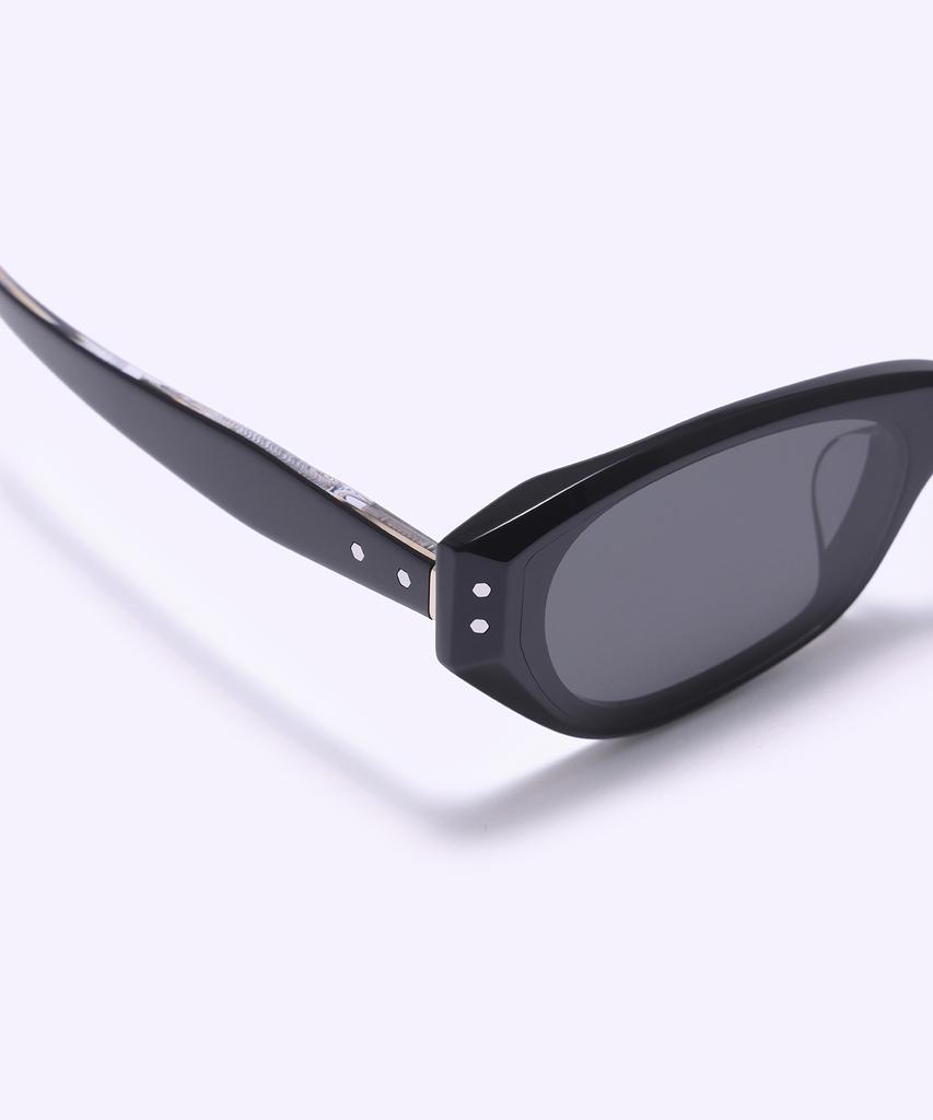 Alloaiweeo [Silverbite] Sbs1605 0920G Flat Bar Pin Oval Black Sunglasses