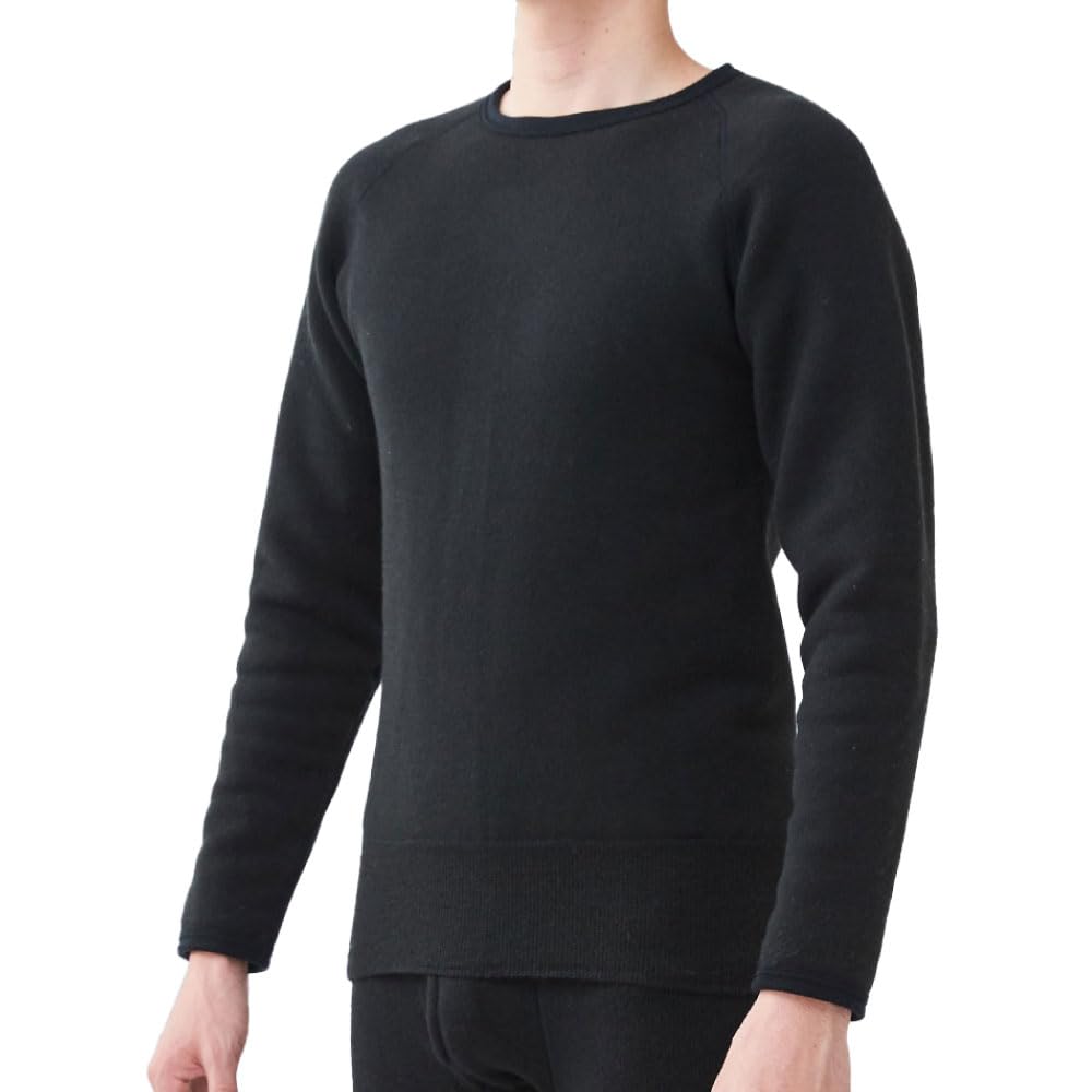 Mochihada Mochijoy Crew Neck Long Sleeve Extra Size Cold Cold Weather Fleece Outdoor Work Shirt, Thick, Men's, M, Black, Weather, Innerwear, Men's,